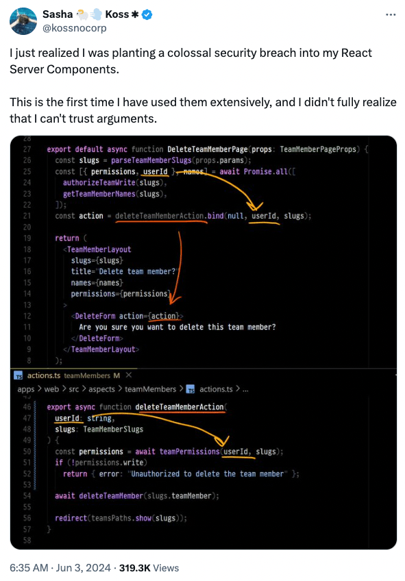 security data breach in React Server Components