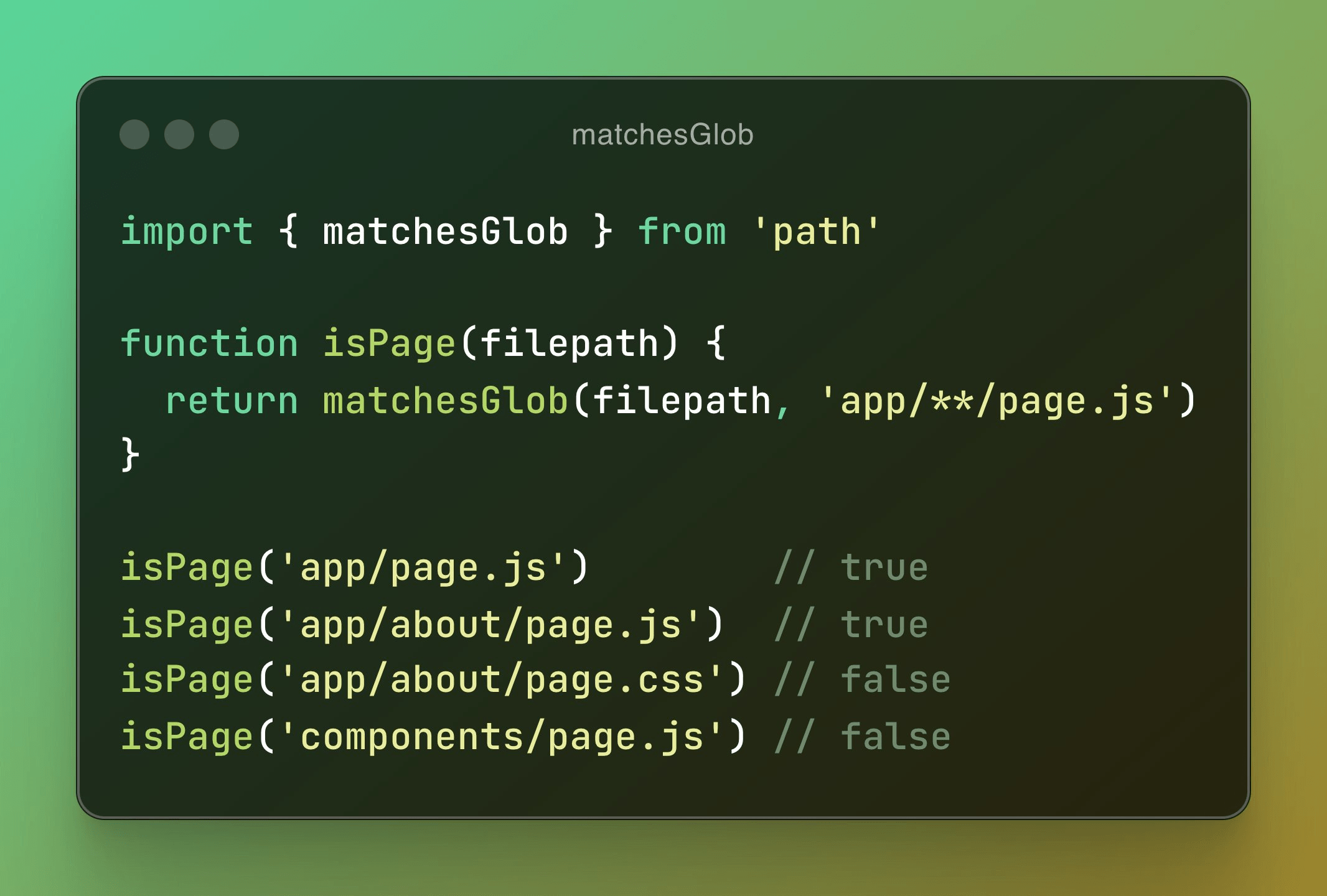 NodeJS added matchesglob support for matching file paths